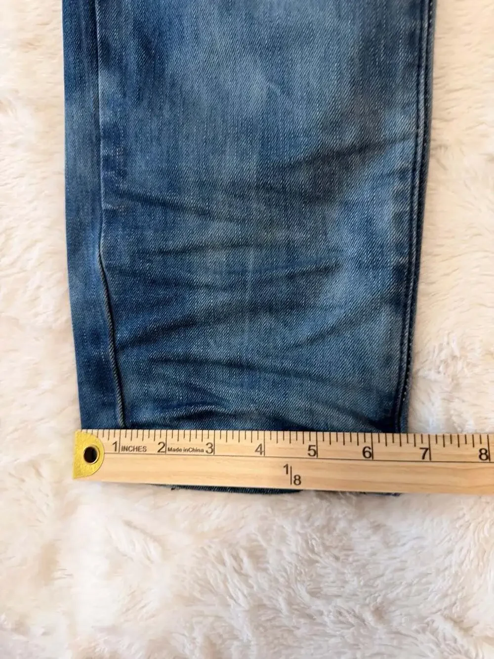 Smoke Rise | Men's Distressed Blue Moto Biker Jeans Zip Pockets Size 36x32